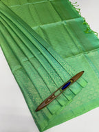 VSA623 - rexona green color body, pallu , blouse pure silk saree