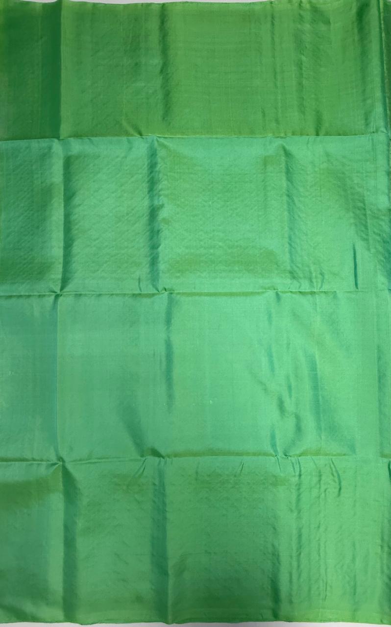 VSA623 - rexona green color body, pallu , blouse pure silk saree