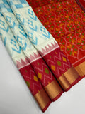 VSIS474 - white color body , red color pallu , blouse - Pure silk saree