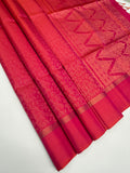VSA671 - pink color body , color pallu , blouse pure silk saree