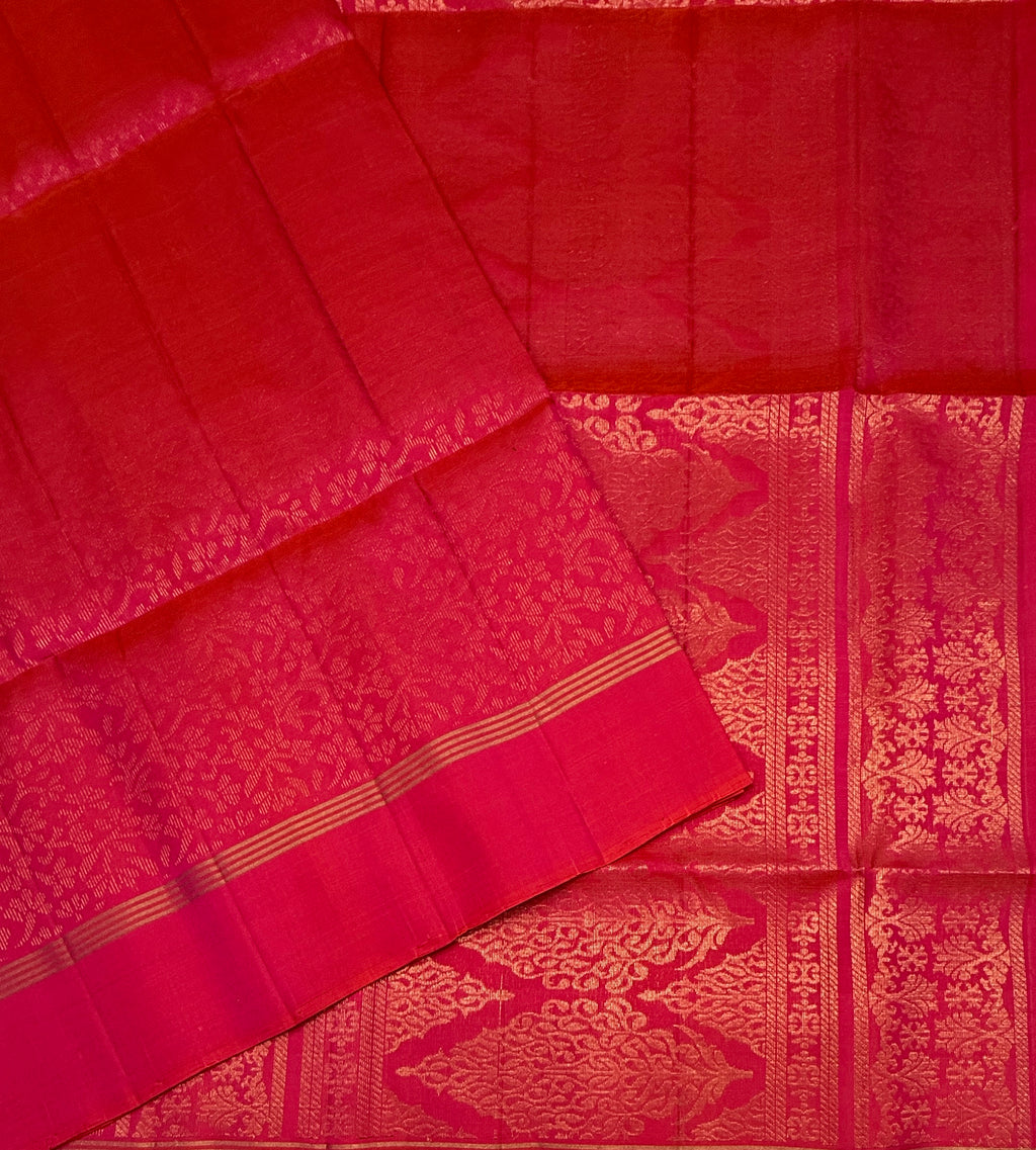 VSA671 - pink color body , color pallu , blouse pure silk saree