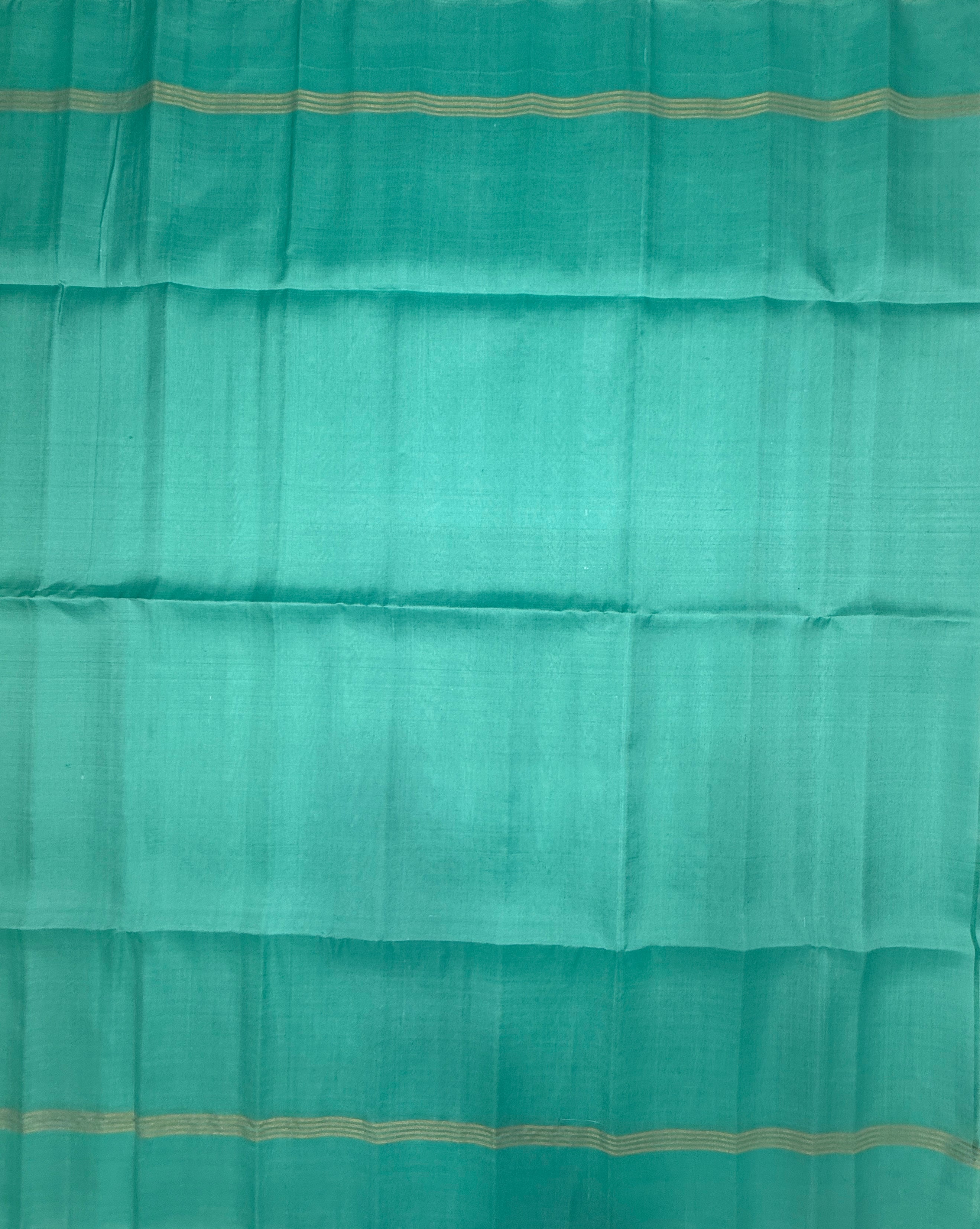 VSA672 - sea blue color body , color pallu , blouse pure silk saree