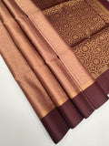 VSA675 - chocolate brown color body , brown color pallu , blouse pure silk saree