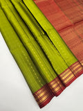 VSF1118 - green color body , maroon color pallu,blouse - Pure silk saree