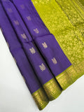 VSF1119 - violet color body , green color pallu,blouse - Pure silk saree