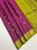 VSF1120 - purple color body , green color pallu,blouse - Pure silk saree