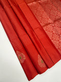 VSF1122 - red color body , color pallu,blouse - Pure silk saree