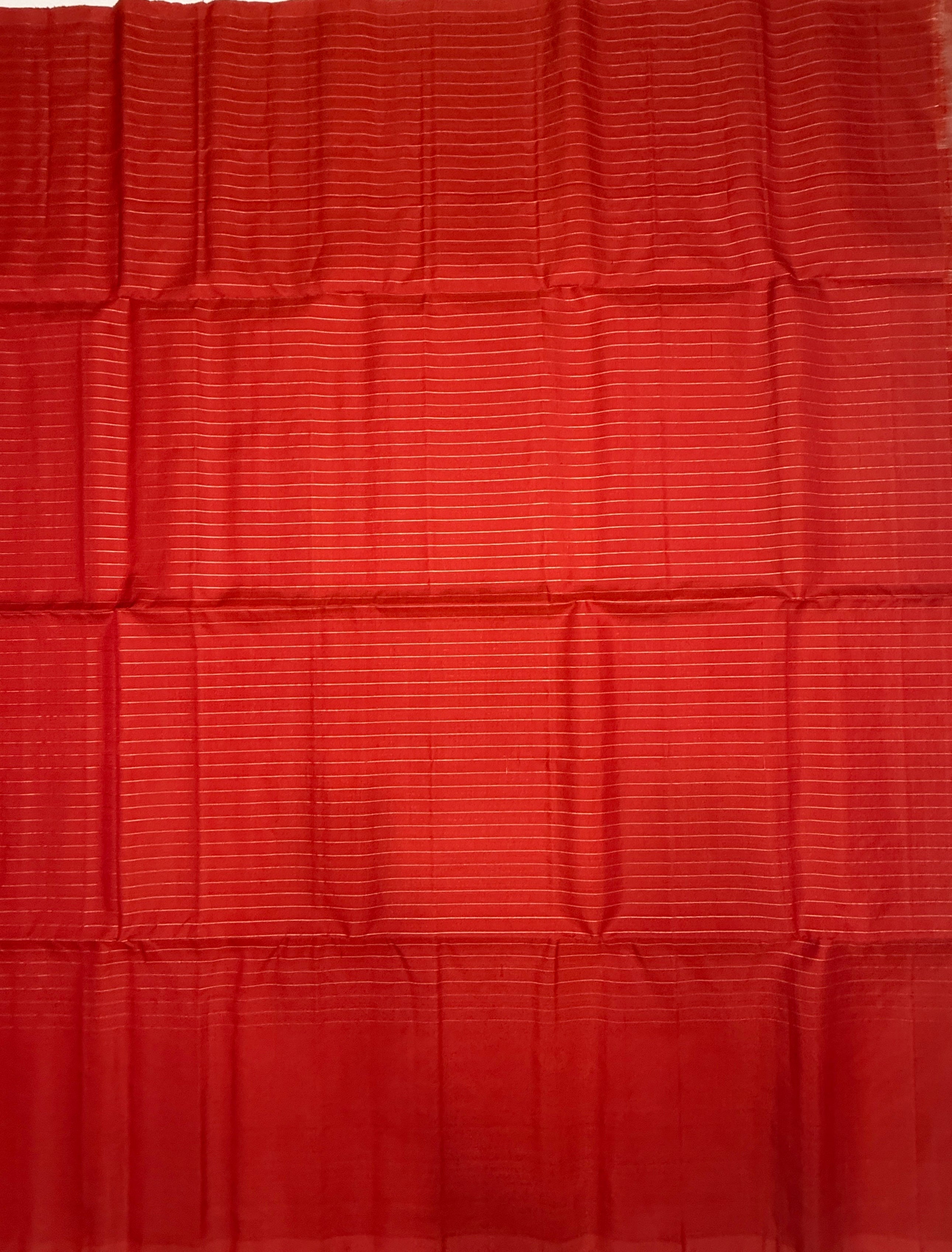 VSF1122 - red color body , color pallu,blouse - Pure silk saree