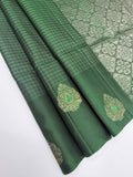 VSF11123 - bottle green color body , color pallu,blouse - Pure silk saree