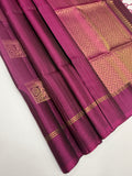 VSF1125 - dark purple color body , color pallu,blouse - Pure silk saree