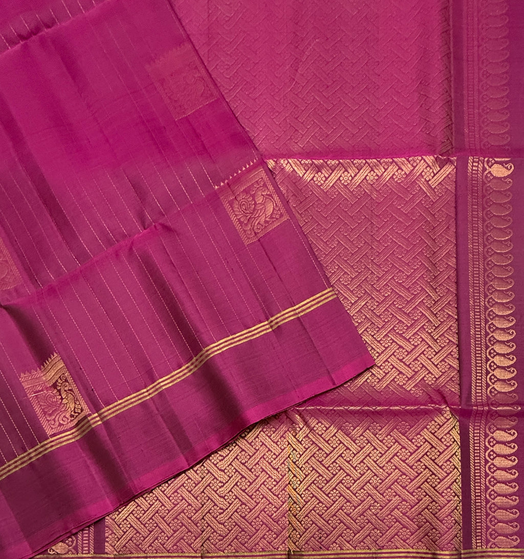 VSF1125 - dark purple color body , color pallu,blouse - Pure silk saree