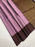 VSF1115 - lavender color body , brown color pallu,blouse - Pure silk saree