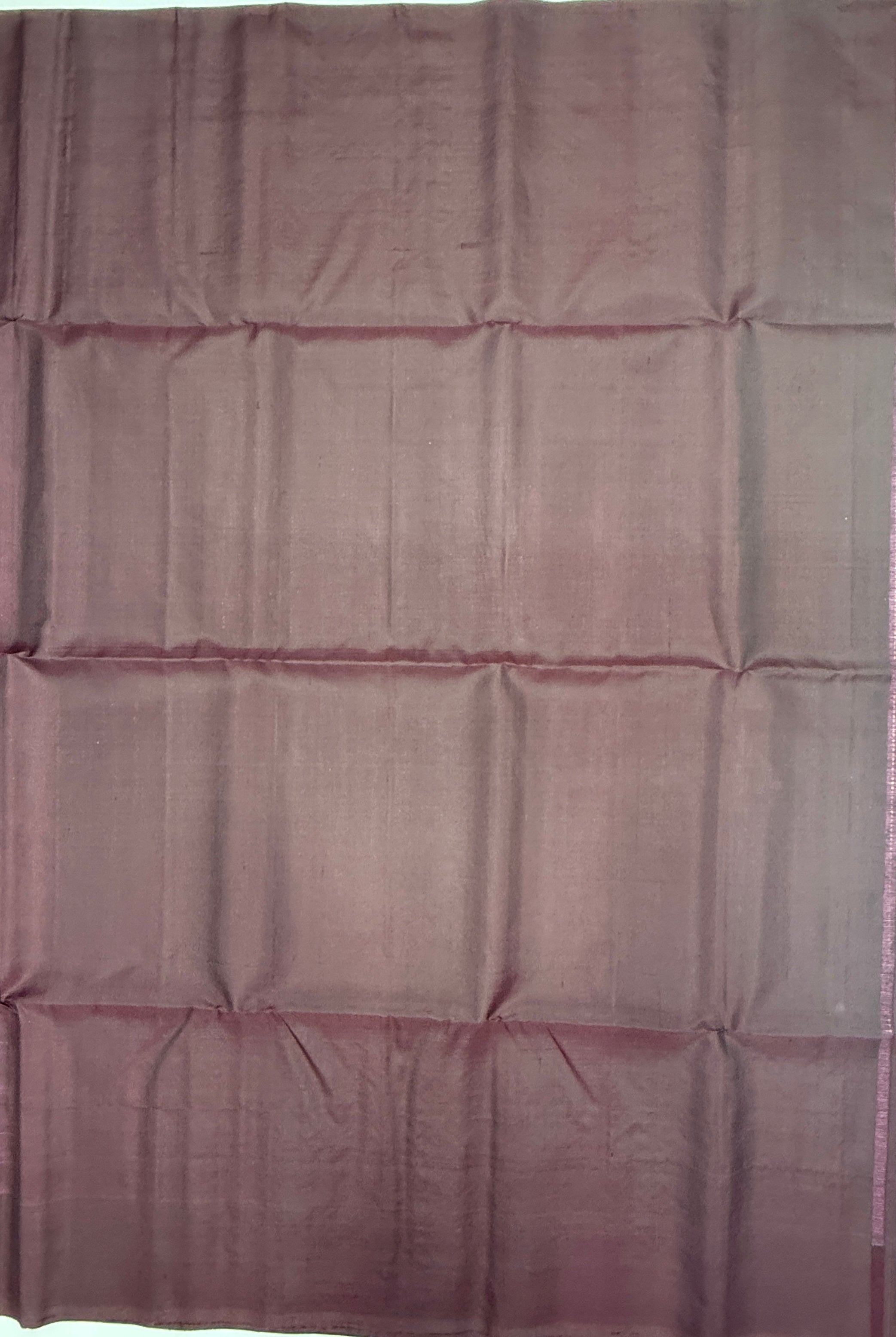 VSF1115 - lavender color body , brown color pallu,blouse - Pure silk saree