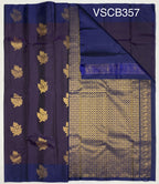 VSCB357 - dark violet color body , dark ink blue color pallu , blouse - Pure silk saree