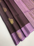 VSCB644 - dark purple color body , lavender color pallu , blouse - Pure silk saree