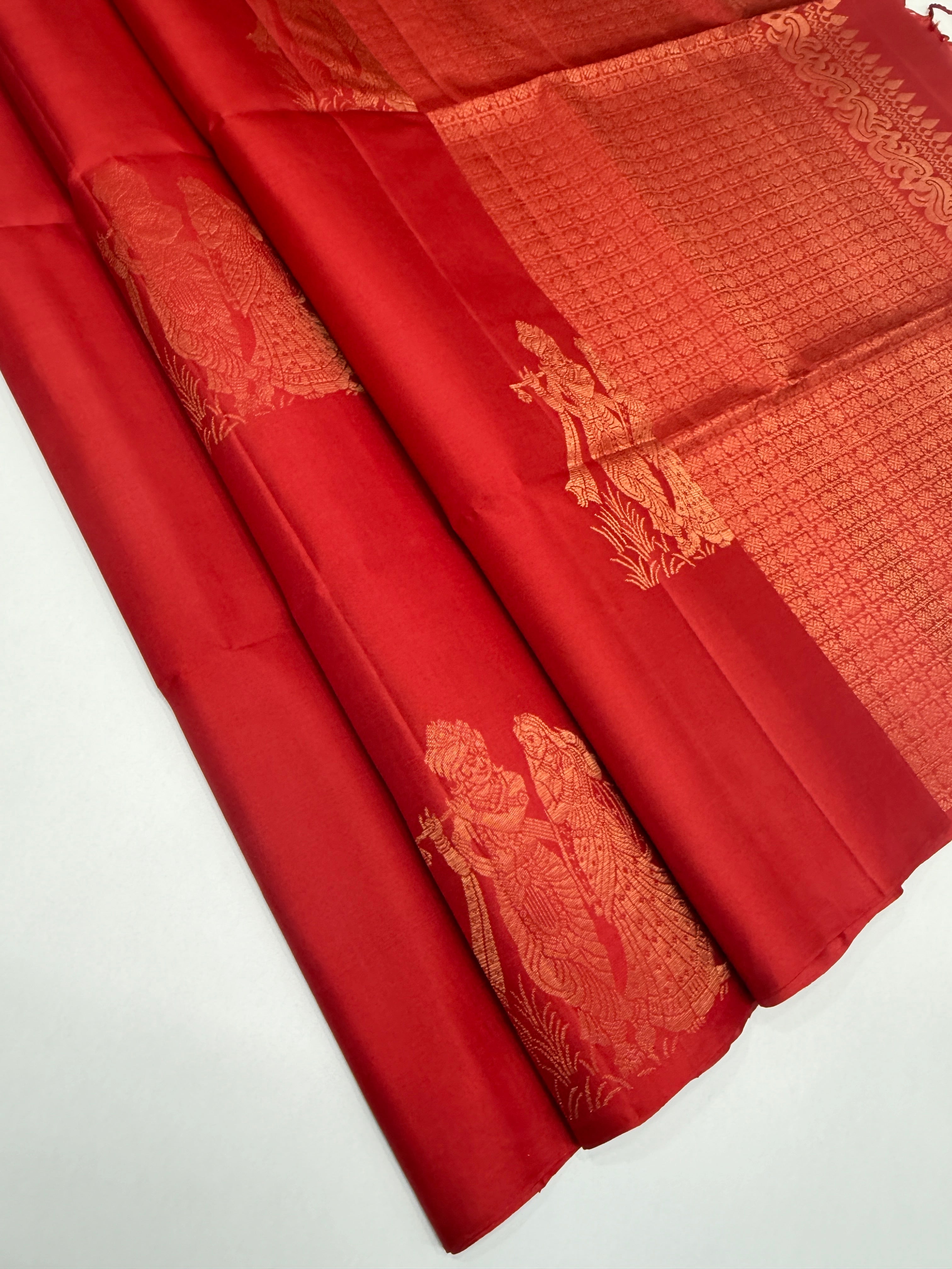 VSBP106 - red color body , color pallu,blouse - Pure silk saree