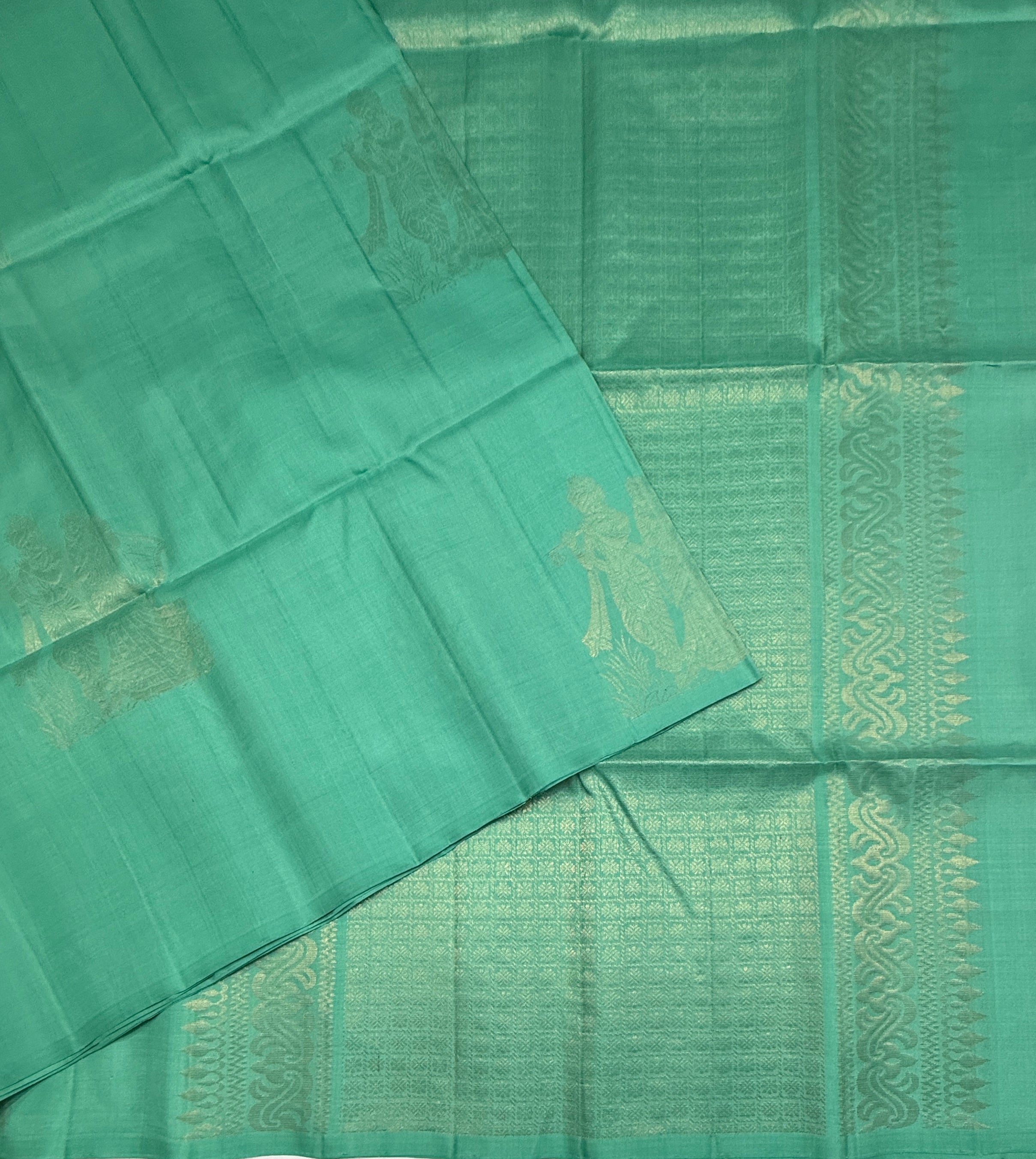 VSBP107 - sea blue color body , color pallu,blouse - Pure silk saree