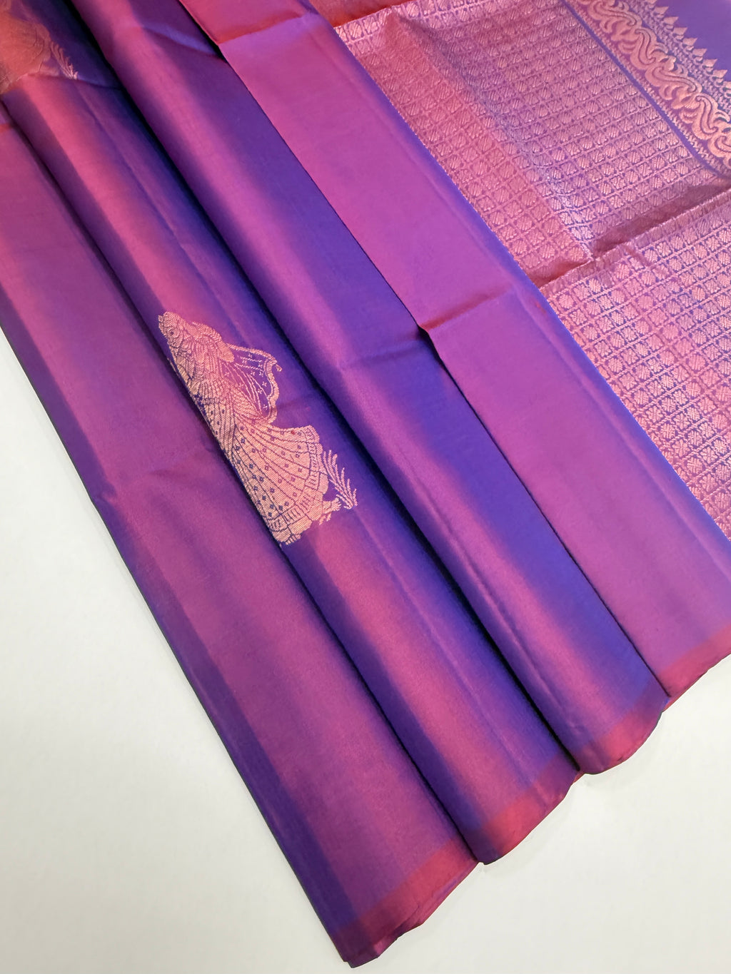 VSBP108 - dual purple color body , color pallu,blouse - Pure silk saree