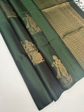 VSBP109 - dark green color body , color pallu,blouse - Pure silk saree