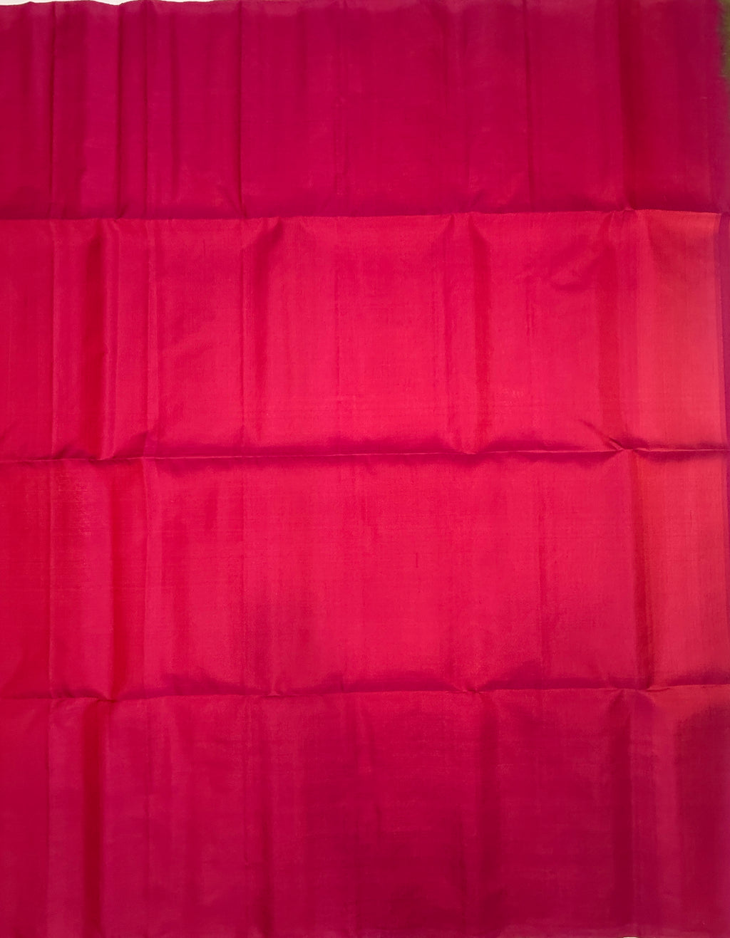 VSBP111 - rani pink color body , color pallu,blouse - Pure silk saree