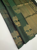 VSBP112 - dark green color body , color pallu,blouse - Pure silk saree
