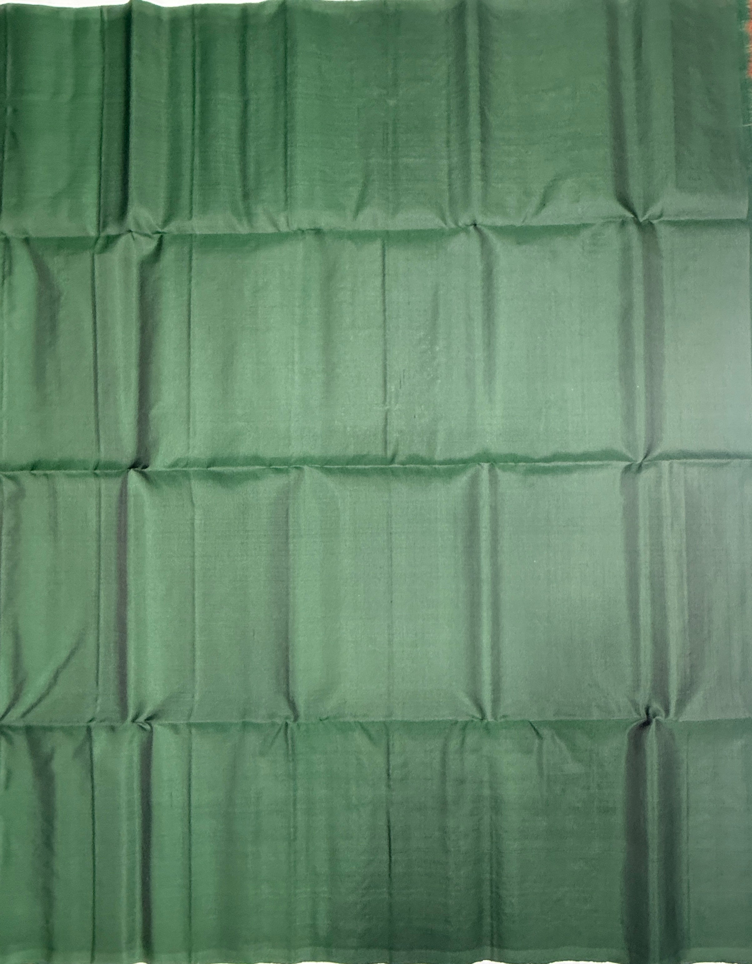 VSBP112 - dark green color body , color pallu,blouse - Pure silk saree