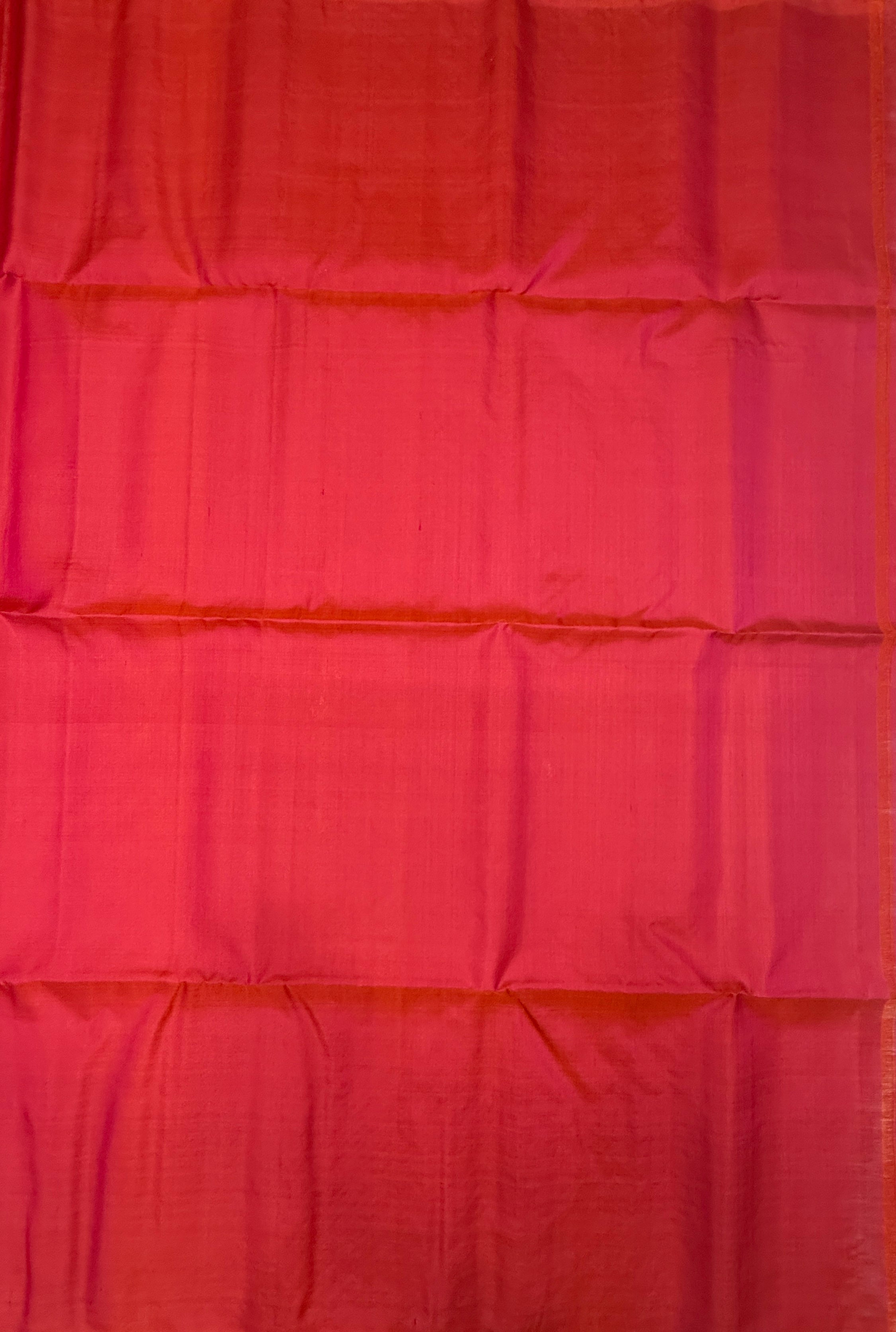 VST274 - pinkish orange color body , color pallu , blouse - Pure silk saree