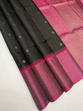 VST277 - black color body , purple color pallu , blouse - Pure silk saree