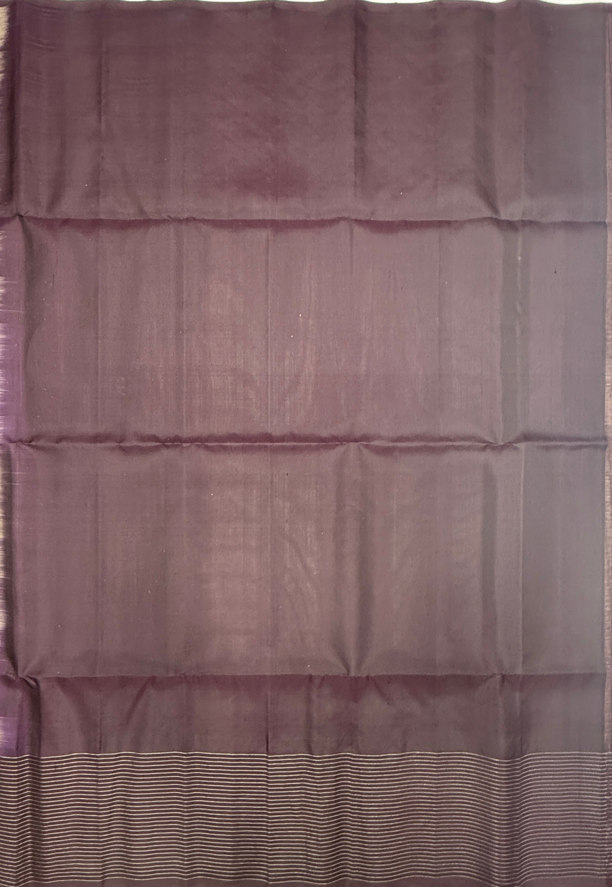 VST279 - chocolate brown color body , dark purple color pallu , blouse - Pure silk saree