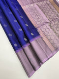 VST280 - royal blue color body , lavender color pallu , blouse - Pure silk saree