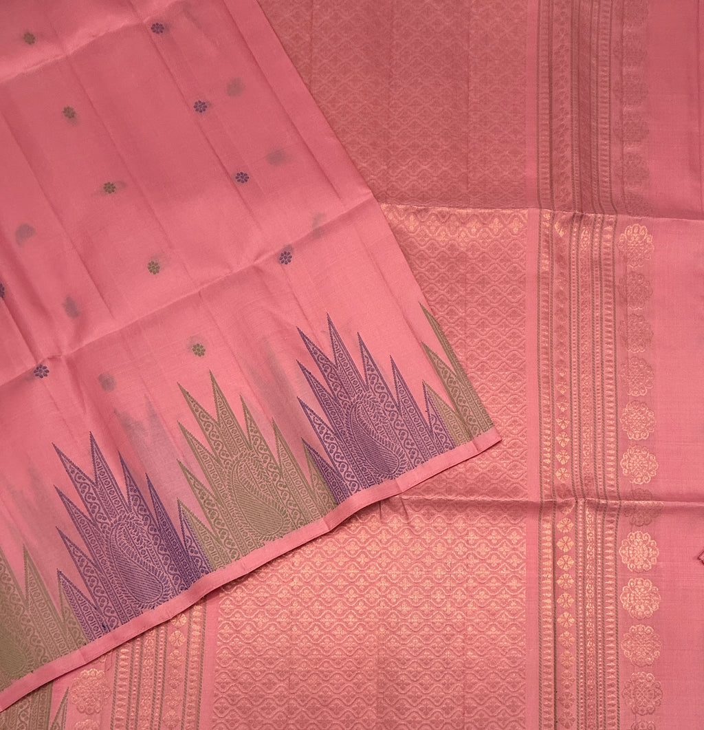 VST285 - light pink color body , color pallu , blouse - Pure silk saree