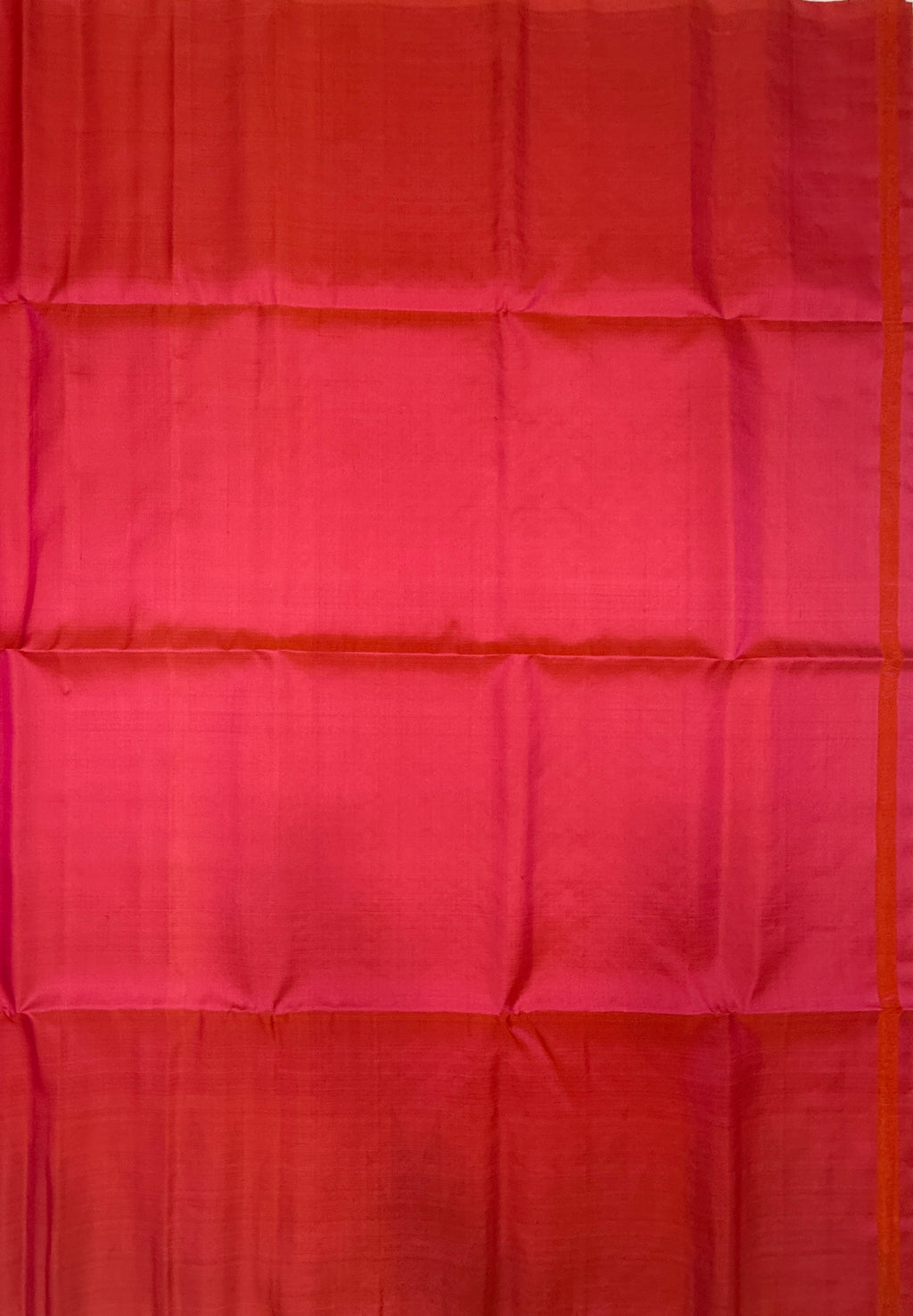 VST286 - pinkish orange green color body , color pallu , blouse - Pure silk saree