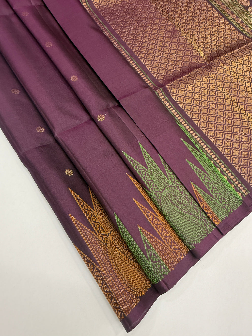 VST287 - purple color body , color pallu , blouse - Pure silk saree