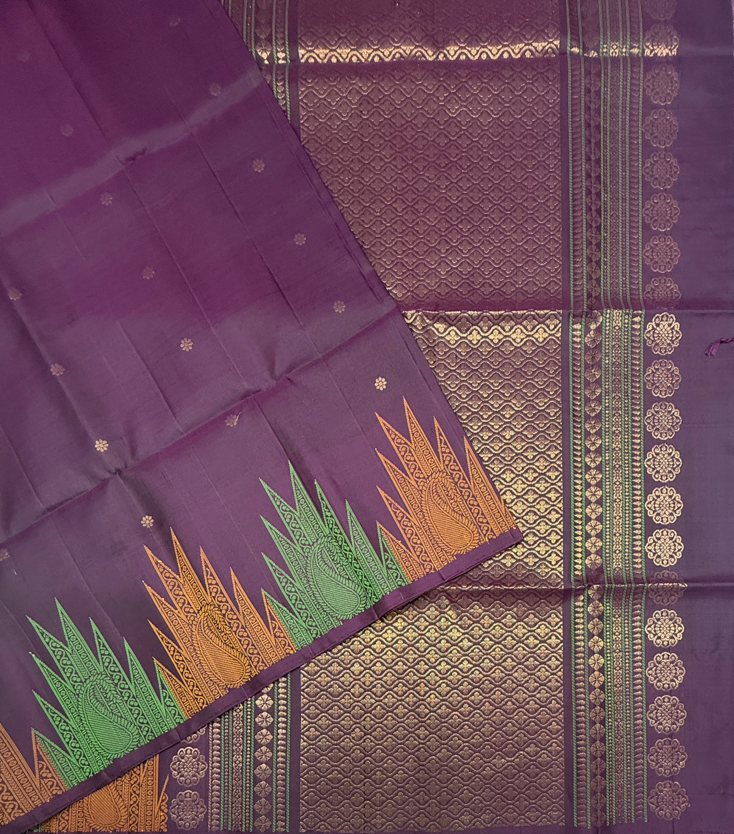 VST287 - purple color body , color pallu , blouse - Pure silk saree