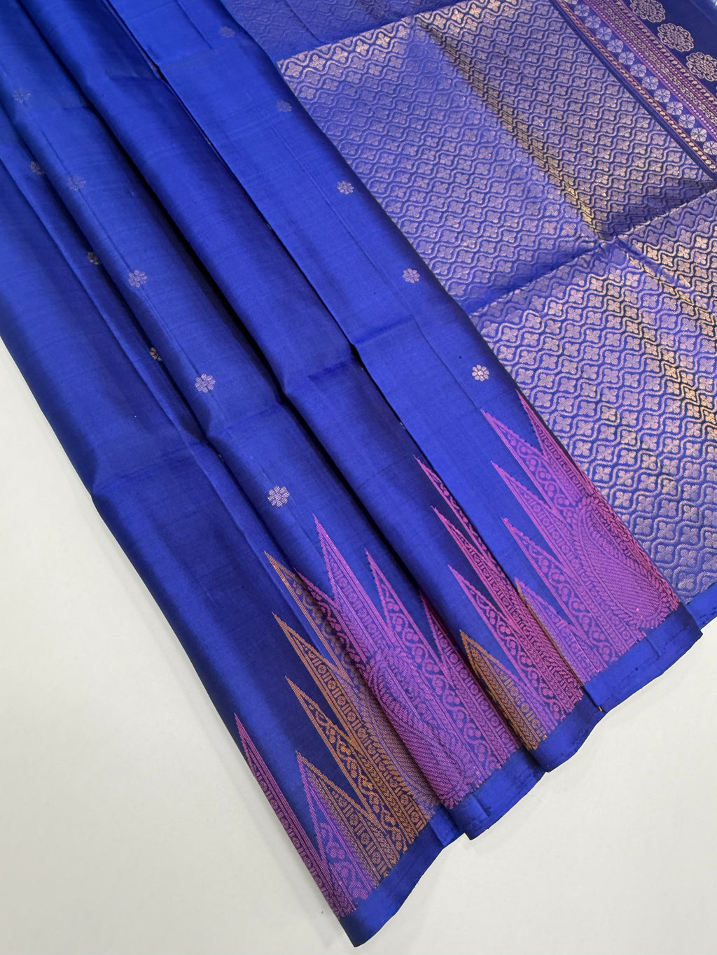 VST288 - royal blue color body , color pallu , blouse - Pure silk saree
