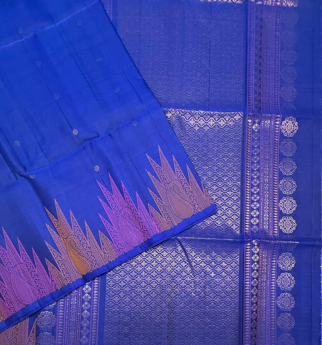 VST288 - royal blue color body , color pallu , blouse - Pure silk saree