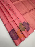 VST290 - light pink color body , color pallu , blouse - Pure silk saree