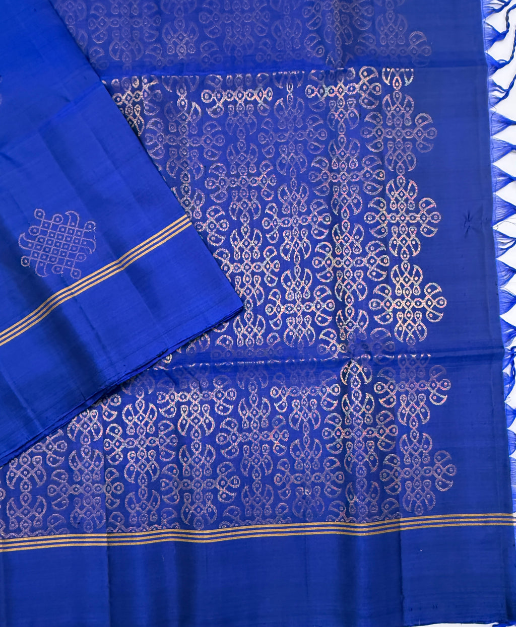 VSS494 - ink blue color body, pallu , blouse pure silk saree
