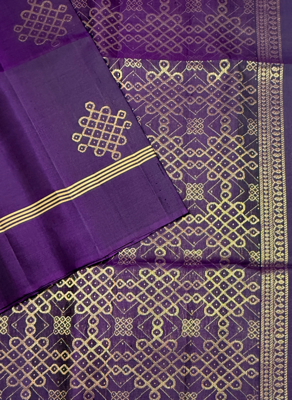 VSS495 - dark purple color body, pallu , blouse pure silk saree