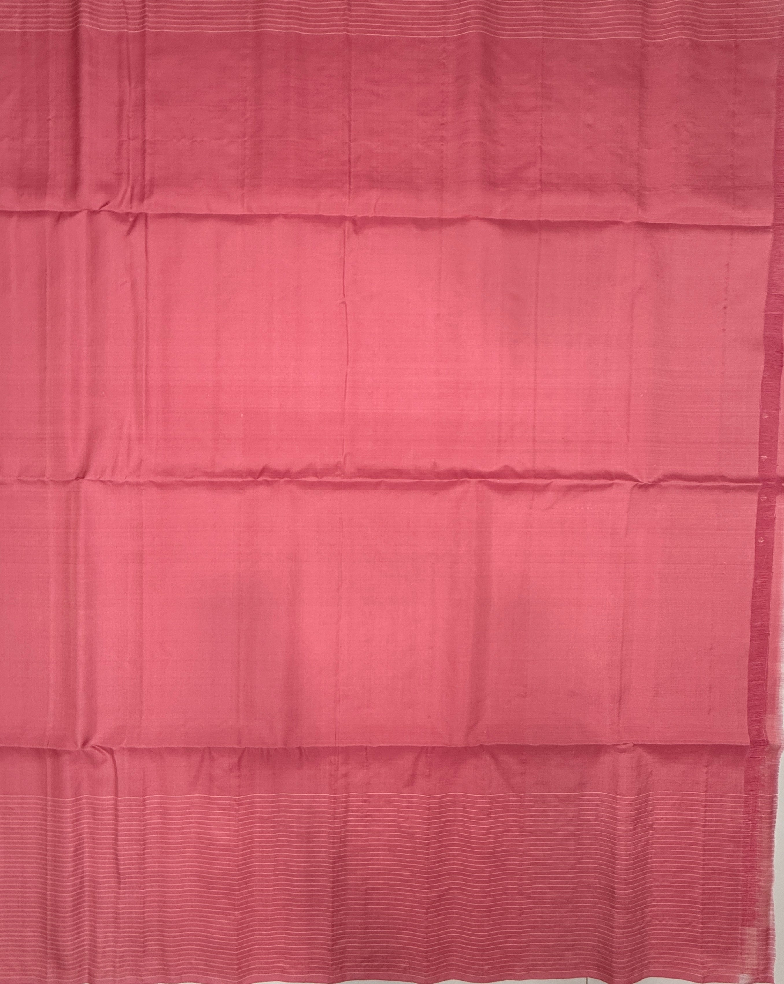 VST292 - pink color body , color pallu , blouse - Pure silk saree