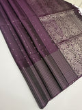 VST293 - dark purple color body , color pallu , blouse - Pure silk saree