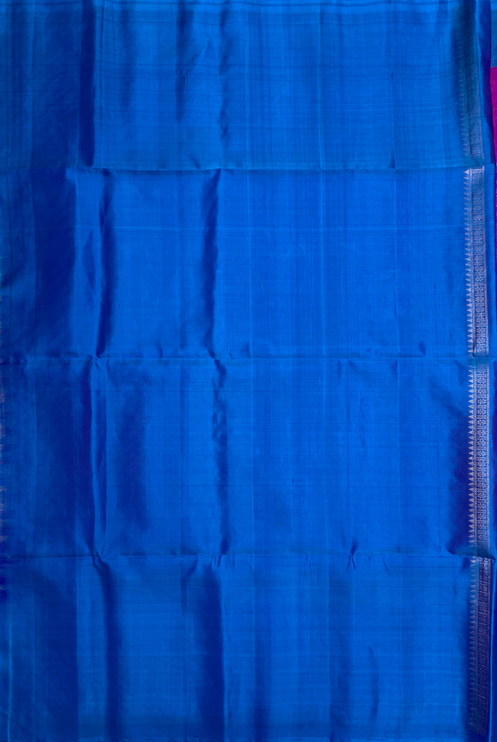 VSA14 - magenta color body & copper sulphate blue color pallu , blouse pure silk saree