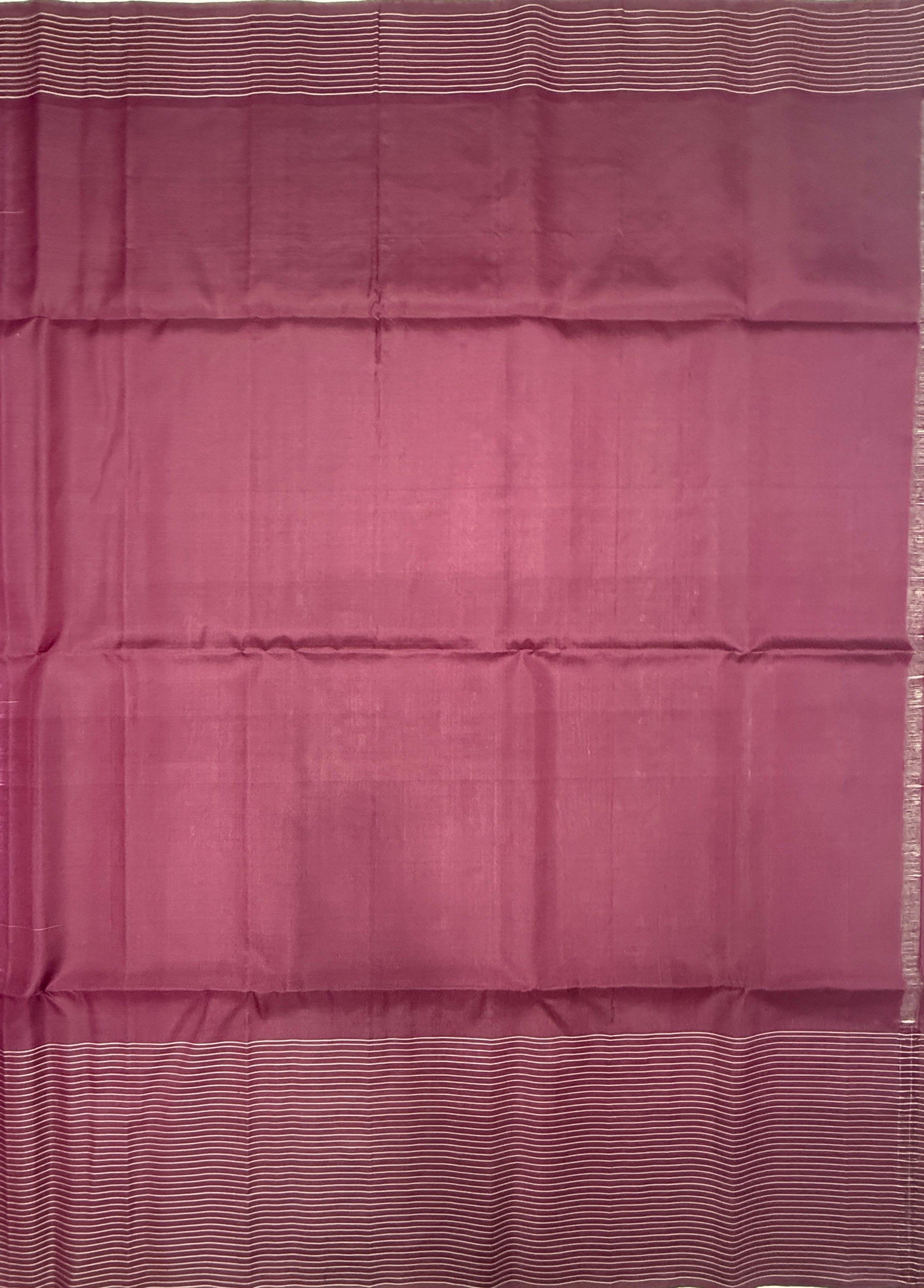 VST295 - light lavender color body , purple color pallu , blouse - Pure silk saree