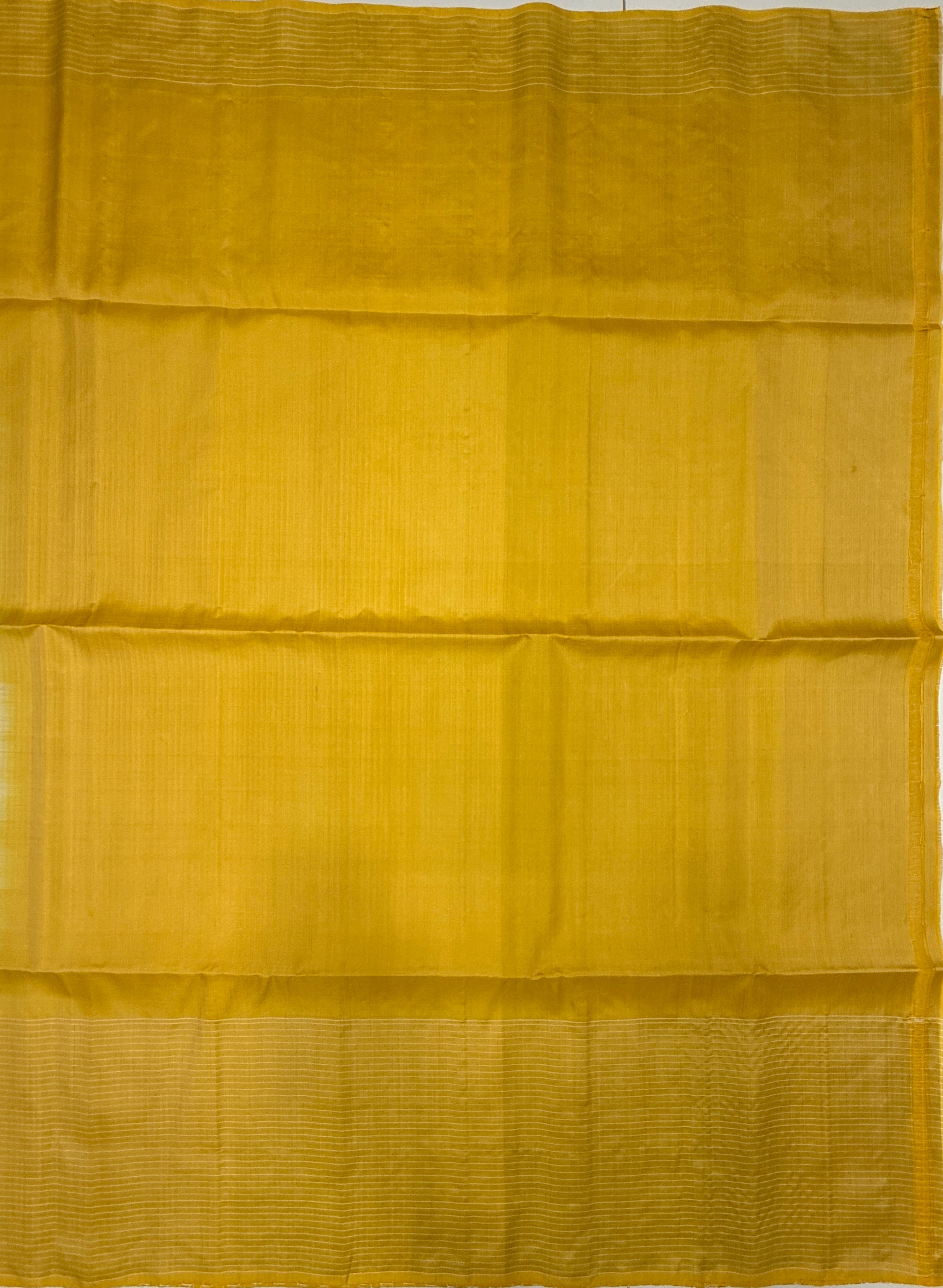 VST296 - beige color body , yellow color pallu , blouse - Pure silk saree