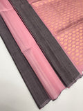 VSD173 - pink with black color body , color pallu,blouse - Pure silk saree