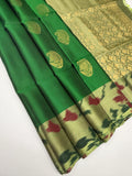 VSM378 - green color body , pastel green color pallu , blouse
