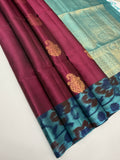 VSM381 - purple color body , sky blue color pallu , blouse
