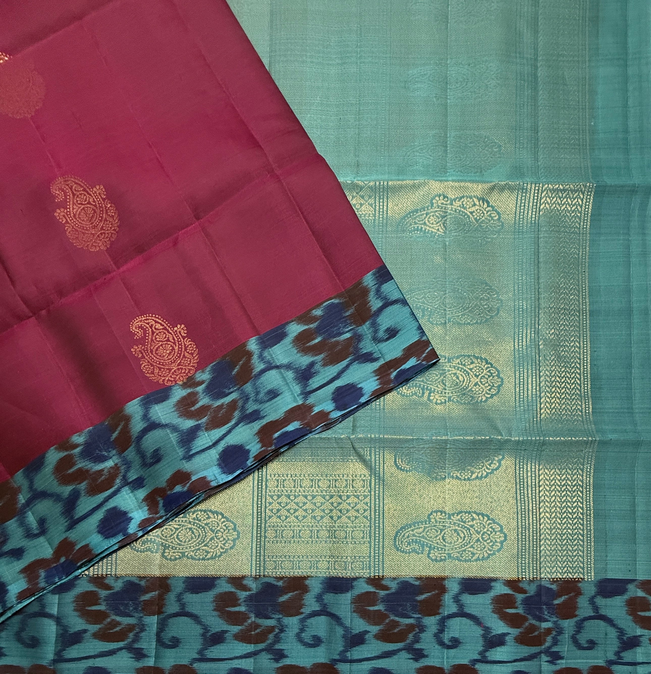 VSM381 - purple color body , sky blue color pallu , blouse