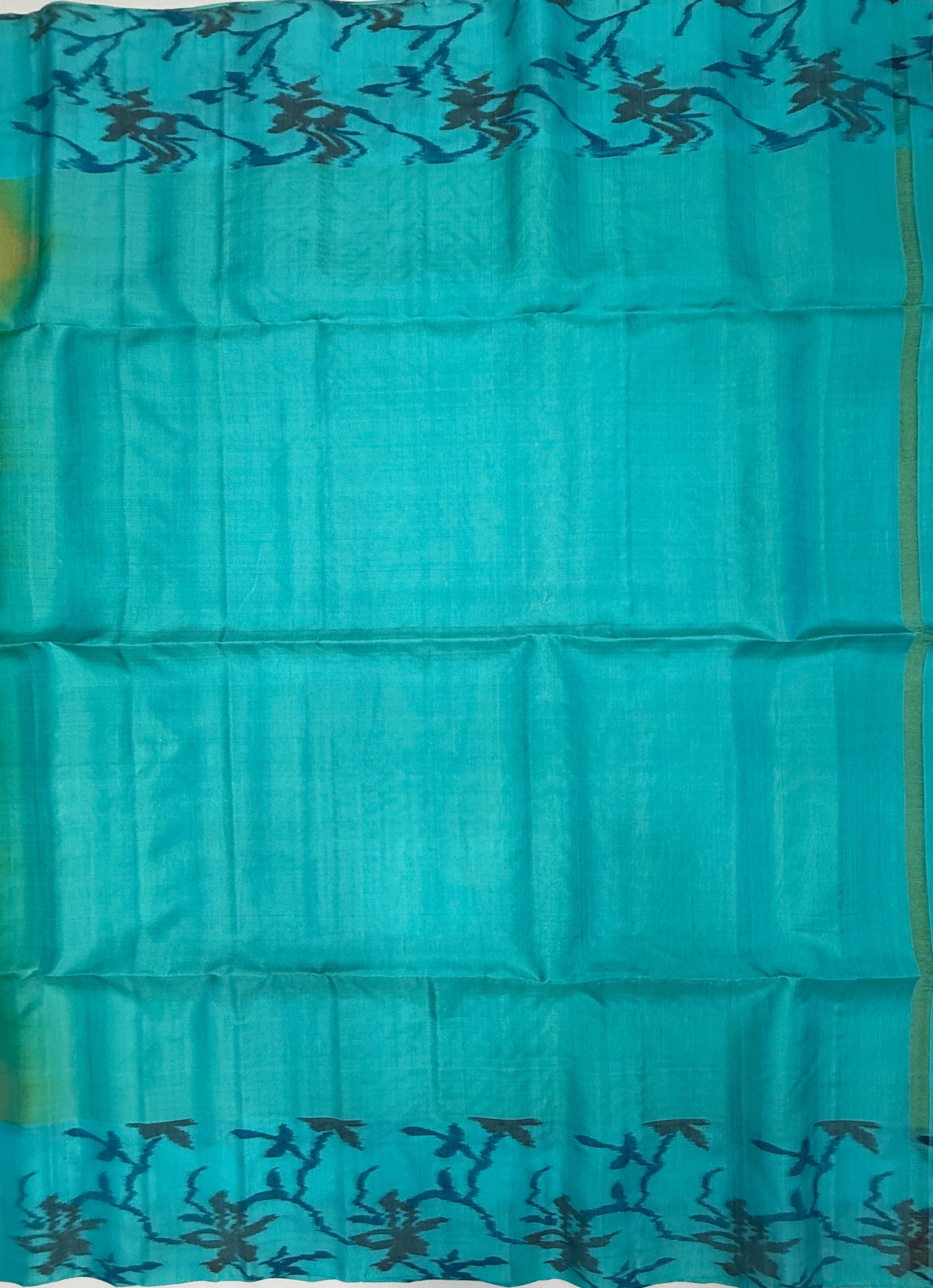 VSM383 - blue with green color body , sky blue color pallu , blouse