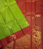 VSM390 -olive green color body , maroon color pallu , blouse